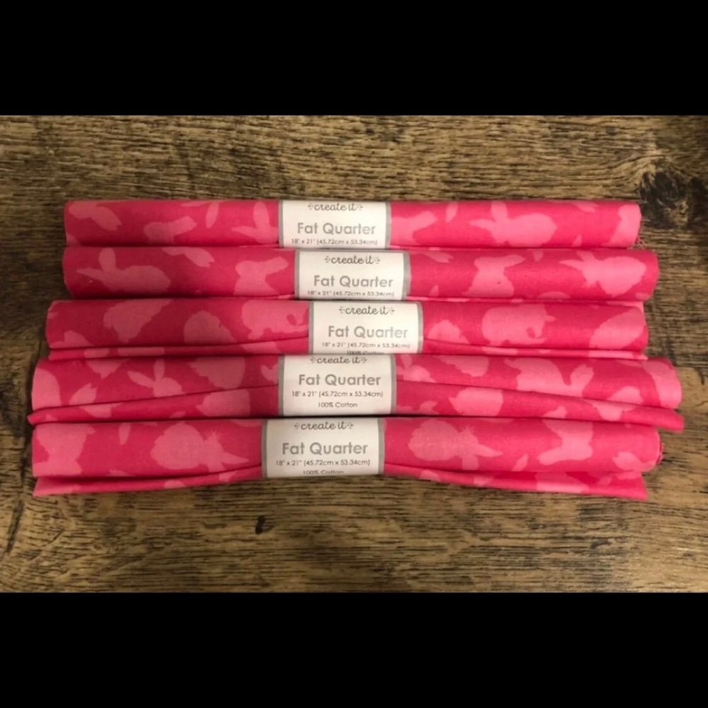 5 pink with white rabbits on it